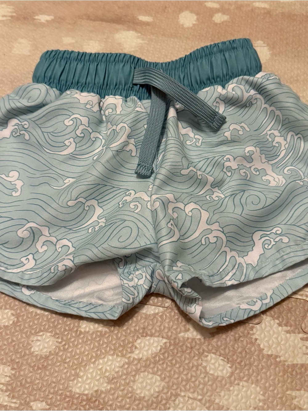 Caden Lane baby Swim Shorts in Seafoam Wave Print